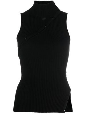 Courrèges débardeur nervuré à logo brodé - Noir