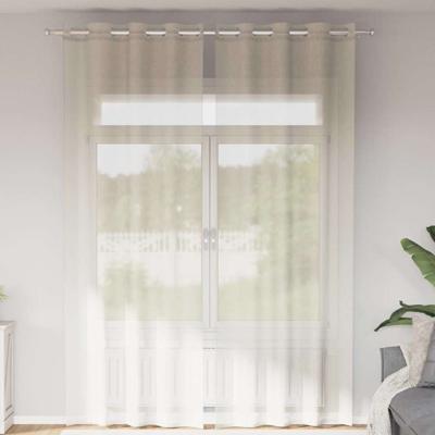 Gordijnen voile met doorvoertules 2 st 140x260 cm crmekleurig