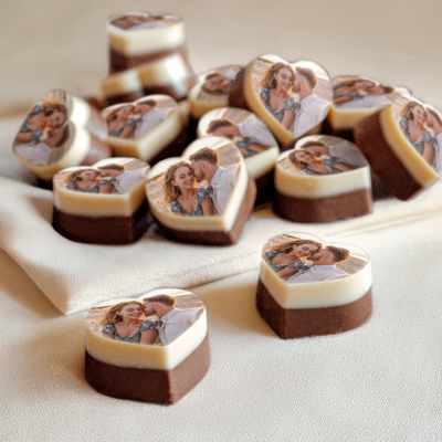 Chocolade bonbons hart met foto - 48 stuks