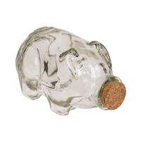 Voorraadpot-spaarpot Varken Glas Met Kurk 14x8cm
