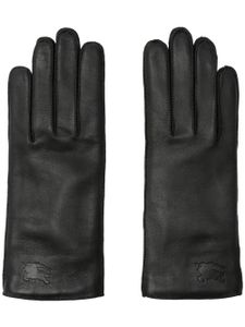 Burberry gants en cuir à logo embossé - Noir