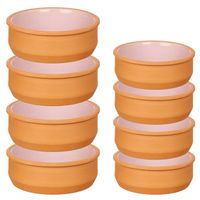 Set 12x tapas/creme brulee schaaltjes - terra/roze - 6x 8 cm/6x 12 cm - Snack en tapasschalen - thumbnail