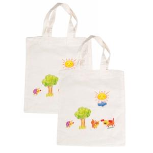 Inkleurbaar tasje blanco DIY - 2x - 38 x 42 cm - fairtrade katoen