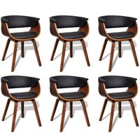 The Living Store Eetkamerstoelen - Zwart en bruin - 59.5 x 51 x 72 cm - Gebogen hout - thumbnail