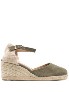 Castañer espadrilles compensées 70 mm en raphia - Argent