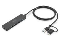 Digitus DA-70236 interface hub USB 3.2 Gen 1 (3.1 Gen 1) Type-A + Type-C 12000 Mbit/s Zwart - thumbnail