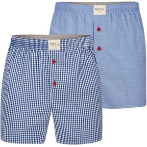 Phil & Co Phil & Co 2-Pack Wijde Boxershorts Heren Blauw