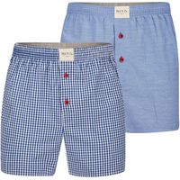 Phil & Co Phil & Co 2-Pack Wijde Boxershorts Heren Blauw - thumbnail