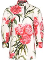 Dolce & Gabbana chemise fleurie à manches bouffantes - Blanc