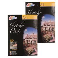 Hobby schetsboek/tekenboek - 2x - 80 vellen - A4 formaat - blanco papier - Teken boeken