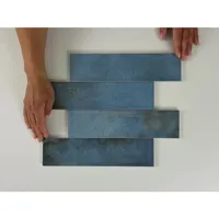 Wandtegel Moon Blue glans 7,5x30 blauw