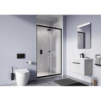Crosswater Clear 6 schuifdeur 150x195cm 8mm helder veiligheidsglas mat zwart profiel CASLBC1500