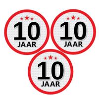 10 jaar leeftijd sticker - 6x - rond - Dia 15 cm - 10 jaar verjaardag - jubileum - leeftijd versieri