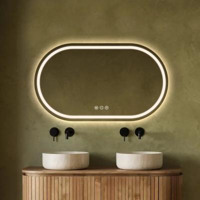 Badkamerspiegel SaniClear Triova | 120x70 cm | Directe en indirecte LED verlichting | Touch button | Met spiegelverwarming