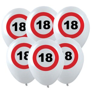 24x Leeftijd verjaardag ballonnen met 18 jaar stopbord opdruk 28 cm