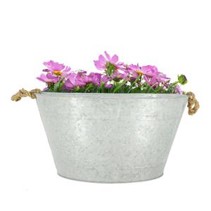 Esschert Design Teil/plantenpot - groot- zink - zilver - L50 x D36 X H27 cm - IJzeren emmer / teil