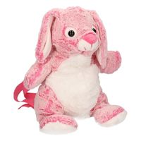 Pluche roze konijn/haas rugtas 20 x 36 cm - thumbnail