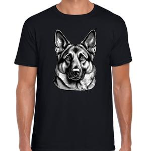 Cadeau/verkleed T-shirt heren - zwart - Herdershond - honden liefhebber