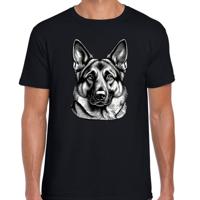 Cadeau/verkleed T-shirt heren - zwart - Herdershond - honden liefhebber