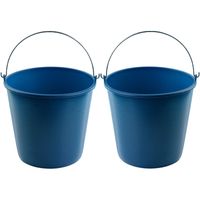 2x Blauwe schoonmaakemmers/huishoudemmers 16 liter 32 x 28 cm