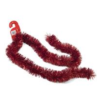 Kerstslinger - rood - folie lametta - 180 x 7 cm - kerstboom versiering/guirlandes