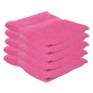 5x Voordelige handdoeken fuchsia roze 50 x 100 cm 420 grams