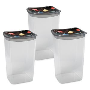 3x Koffiecups bewaarbakjes 1,9 liter transparant/grijs plastic