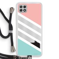 Strepen pastel: Samsung Galaxy A22 4G Transparant Hoesje met koord