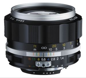 Voigtländer Nokton 58mm F/1.4 SLII-S Nikon AI-S zilver