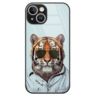 iPhone 14 glazen hardcase - Tijger wild