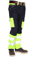 Crosshatch Toolbox FY 20471 2017CH High-Vis Stretch Werkspijkerbroek - Blauw/Geel - thumbnail