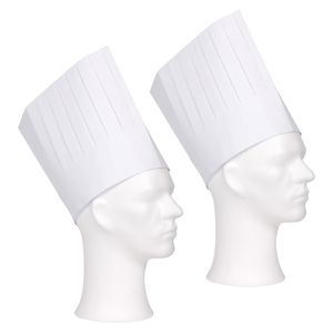 Koksmuts - 2x - wit - papier - 19 cm - volwassenen - chef mutsen