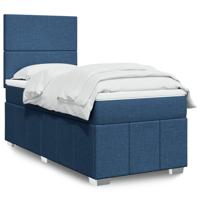 Boxspring met matras stof blauw 90x190 cm Boxspring met matras stof blauw 90x190 cm