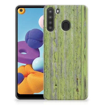 Samsung Galaxy A21 | Bumper Hoesje | Green Wood