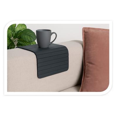 H&S collection Bankleuning dienblad flexibel - zwart - bamboe - 44 x 24 cm - armleuning