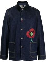 Kenzo veste en jean à fleurs brodées - Bleu