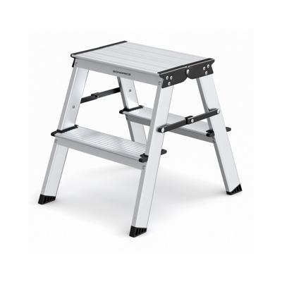 Aluminium ladder met 3 treden, zilvergrijs-inktzwart / 2 treden