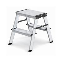 Aluminium ladder met 3 treden, zilvergrijs-inktzwart / 2 treden