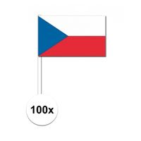 100x Tsjechie decoratie papieren zwaaivlaggetjes   -