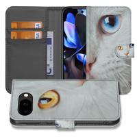 Elegant Witte Kat Dierenprint Design Google Pixel 9a Book Case Hoesje