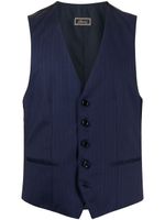 Brioni gilet boutonné à rayures - Bleu