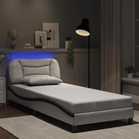 Bedframe met LED zonder matras "Hvar" wit en zwart 80x200 cm