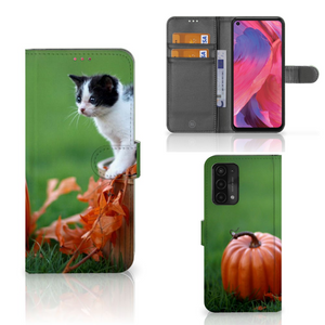 OPPO A54 5G | A74 5G | A93 5G Telefoonhoesje met Pasjes Kitten