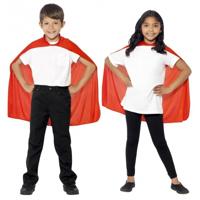 Smiffys Verkleed cape - met capuchon - rood - voor kinderen - polyester - mantel