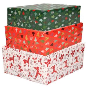 Bellatio Decorations - 9x luxe kerst cadeaupapier rollen in 3-stijlen