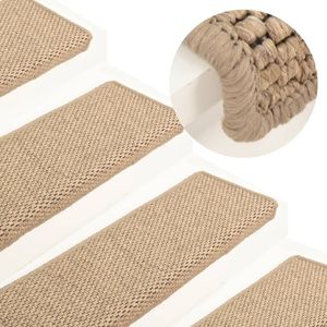 Trapmatten zelfklevend 15 st sisal-look 65x21x4 cm zandkleurig