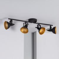 Plafondlamp zwart goud 4 kappen 'Haines' plafondspot E14 fitting 79cm