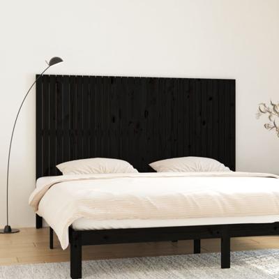 Hoofdbord wandmontage 204x3x110 cm massief grenenhout zwart