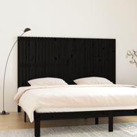 Hoofdbord wandmontage 204x3x110 cm massief grenenhout zwart