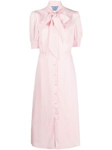 Prada robe en soie à logo en jacquard - Rose